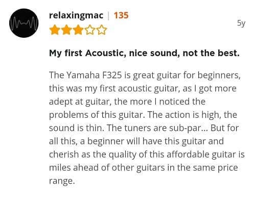 Yamaha F325 user review 3