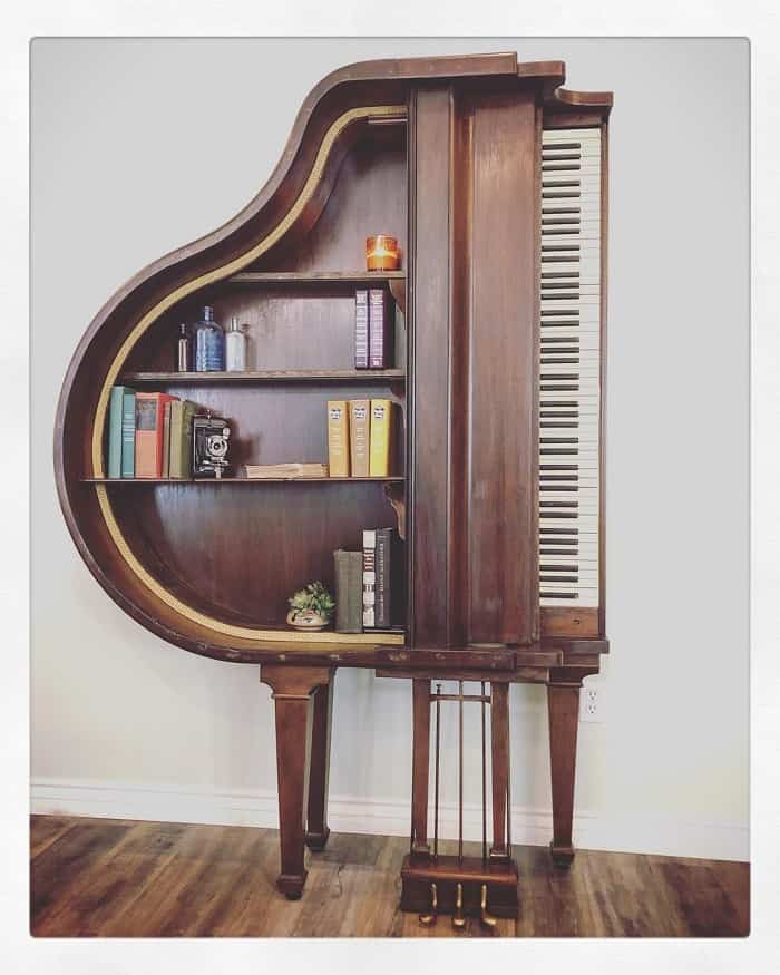 music room with piano as a shelf
