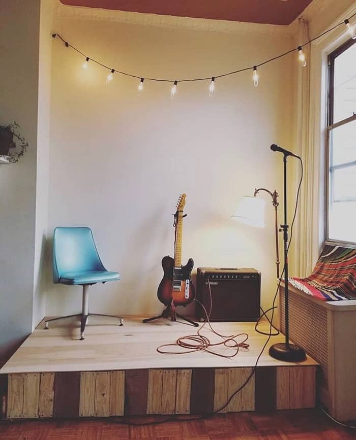 music room with a mini stage