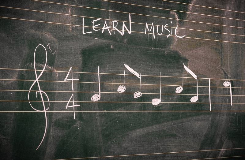 learn music written on blackboard