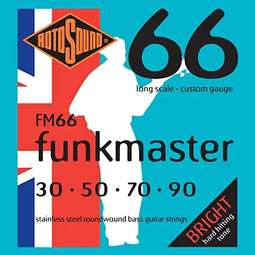 Rotosound FM66 Swing Bass 66 Stainless Steel Funkmaster Bass Guitar Strings (30 50 70 90)